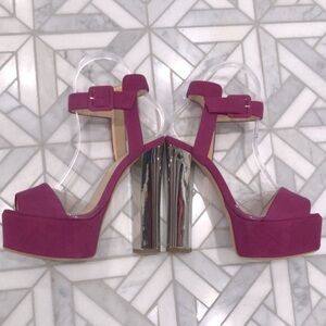 Giuseppe Zanotti Sandals Pink Suede Gold Mirror Heel